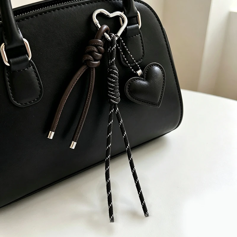 Heart Leather Bag Charm Keychain Braided Rope Pendant Cute Charm Hanging Ornaments Accessory for Women Phone Key