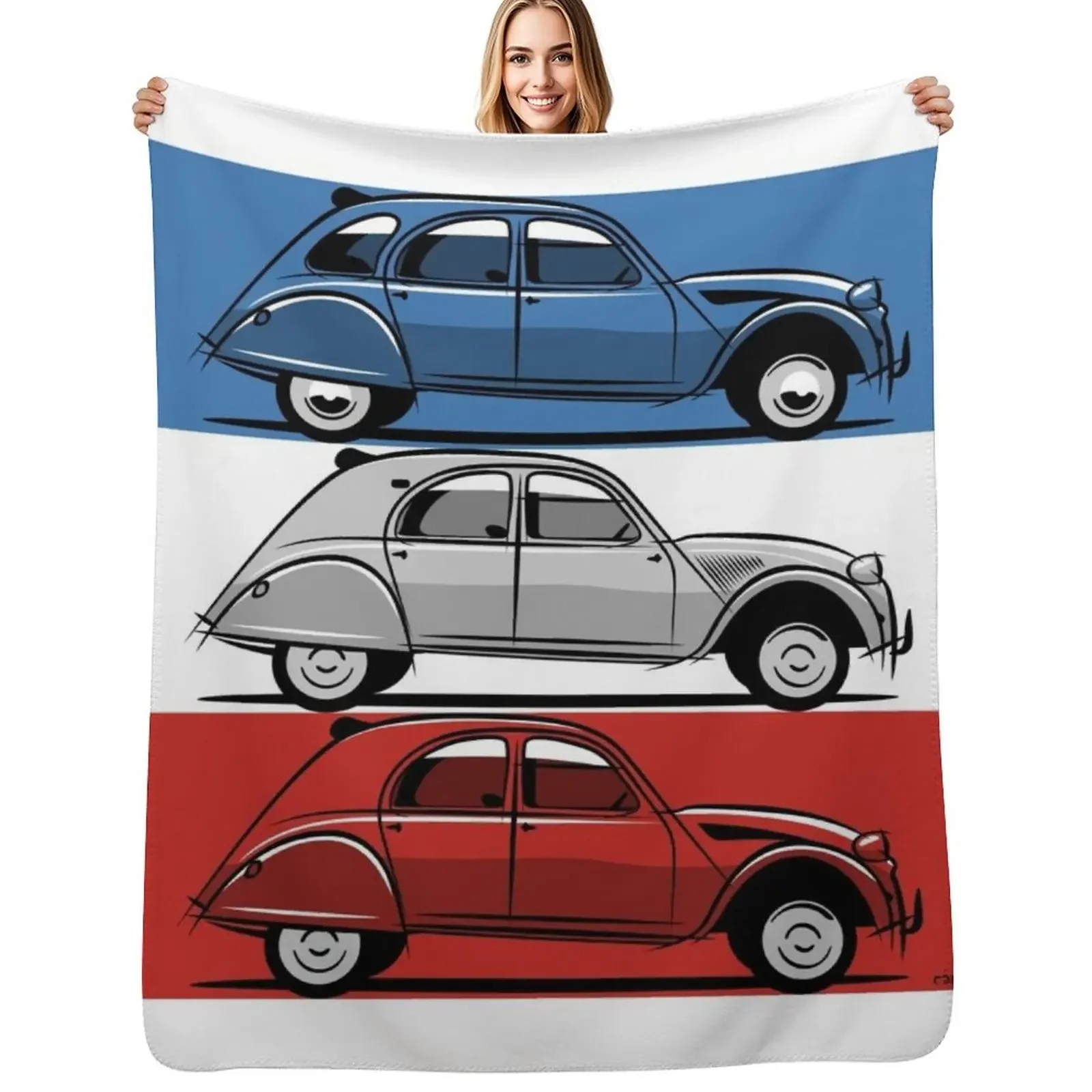 

Citron 2CV red, white and blue Throw Blanket Moving blankets ands Flannels Vintage Blanket