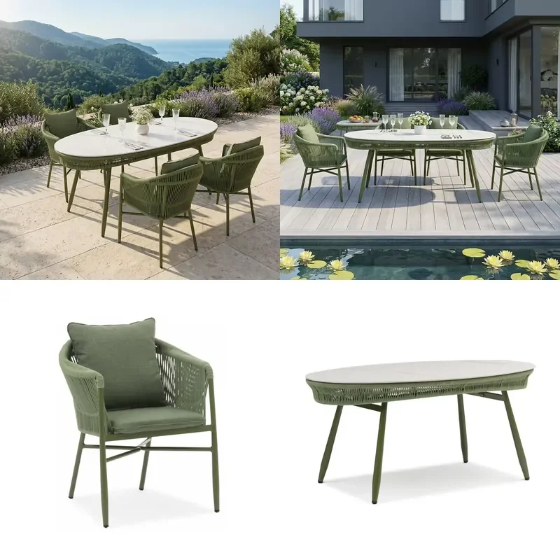 Outdoor Woven Garden Table and Chair Set Unique Design for Balconies Terraces Comfortable Use