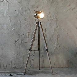 American Vintage Wood Floor Lamps Loft Wooden Industrial Bar Hotel Study Creative Studio Retro Tripod Standing Lights Home Decor