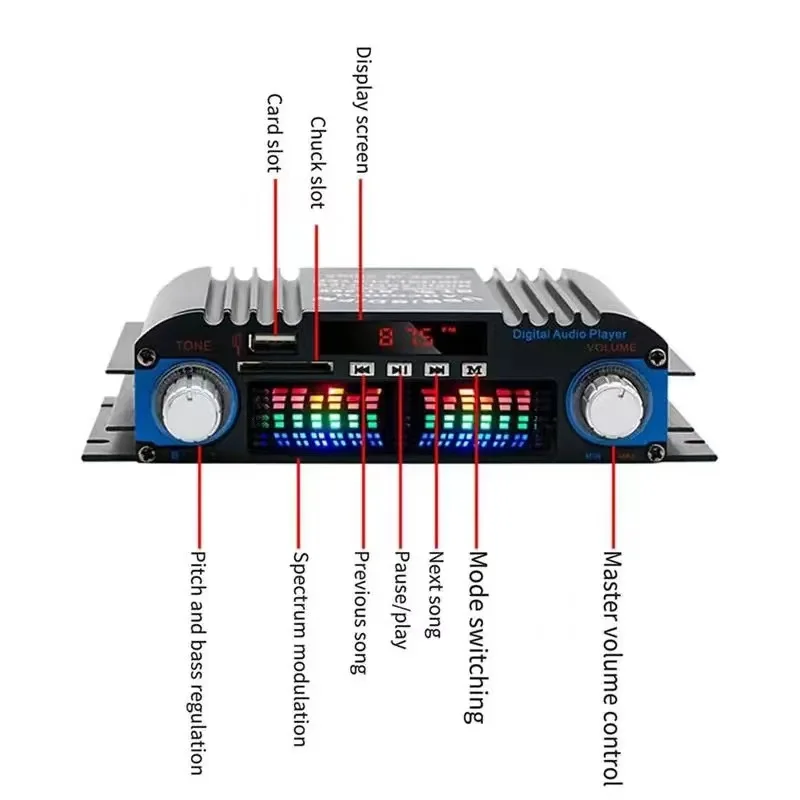 BT-998 Mini Kanaal Home Auto Versterker Kleine Draadloze Hifi Auto Stereo Versterker Krachtige Muziekspeler Met Afstandsbediening