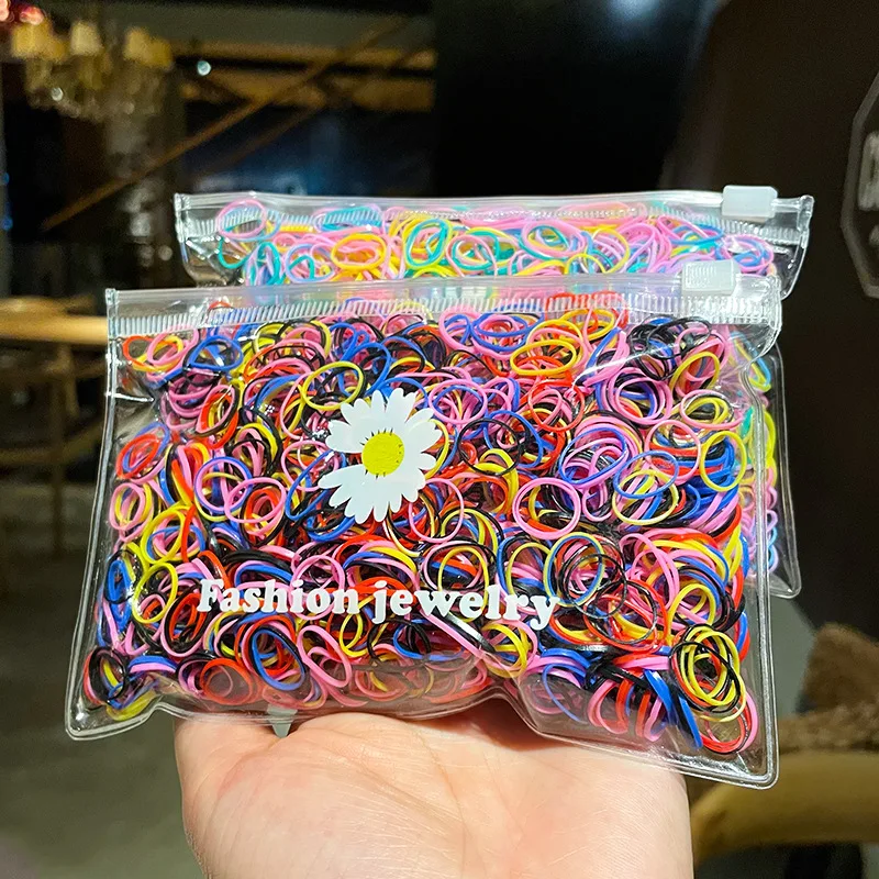 1000 Teile/paket Bunte Kleine Einweg Haar Bands Scrunchie Mädchen Elastische Gummiband Pferdeschwanz Halter Haar Zubehör Haar Krawatten