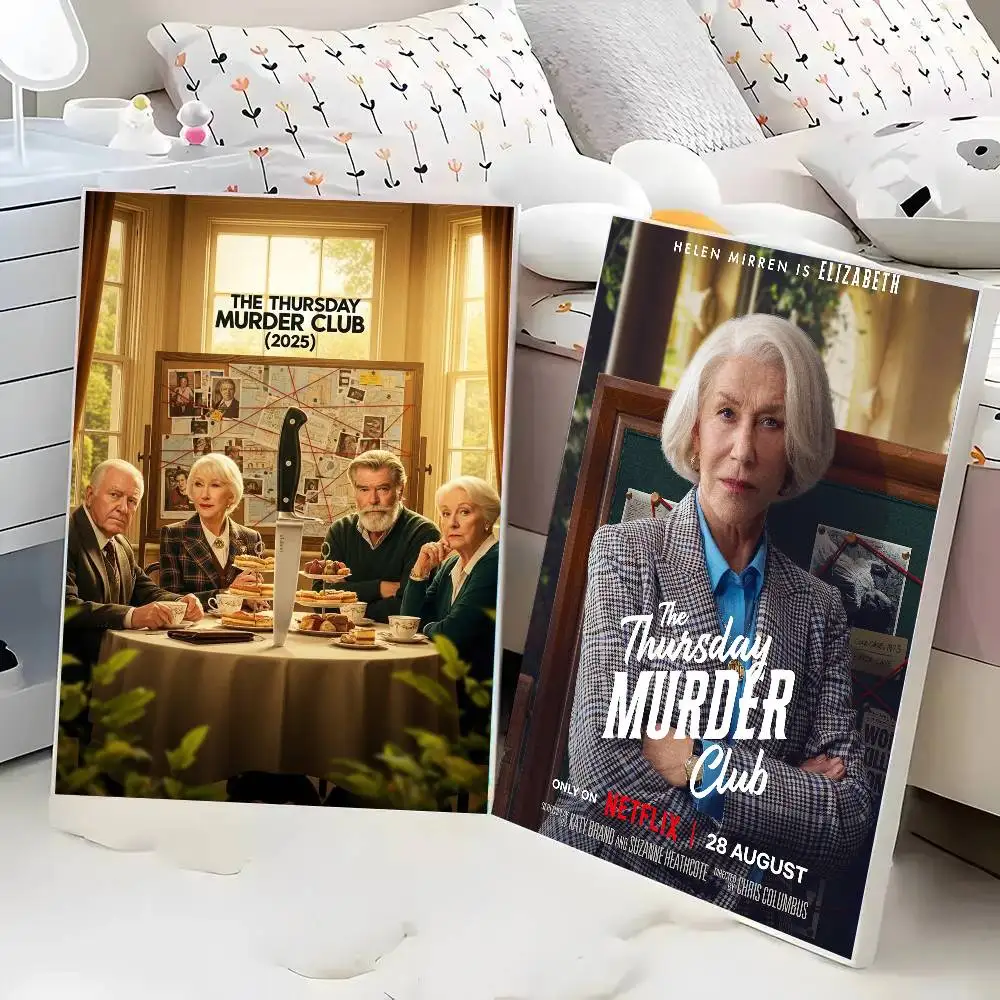 The T-Thursday Murder Club Comedy Movie Poster Art Sticky Wall Waterproof Home Living Room Bedroom Bar Aesthetic Decoration