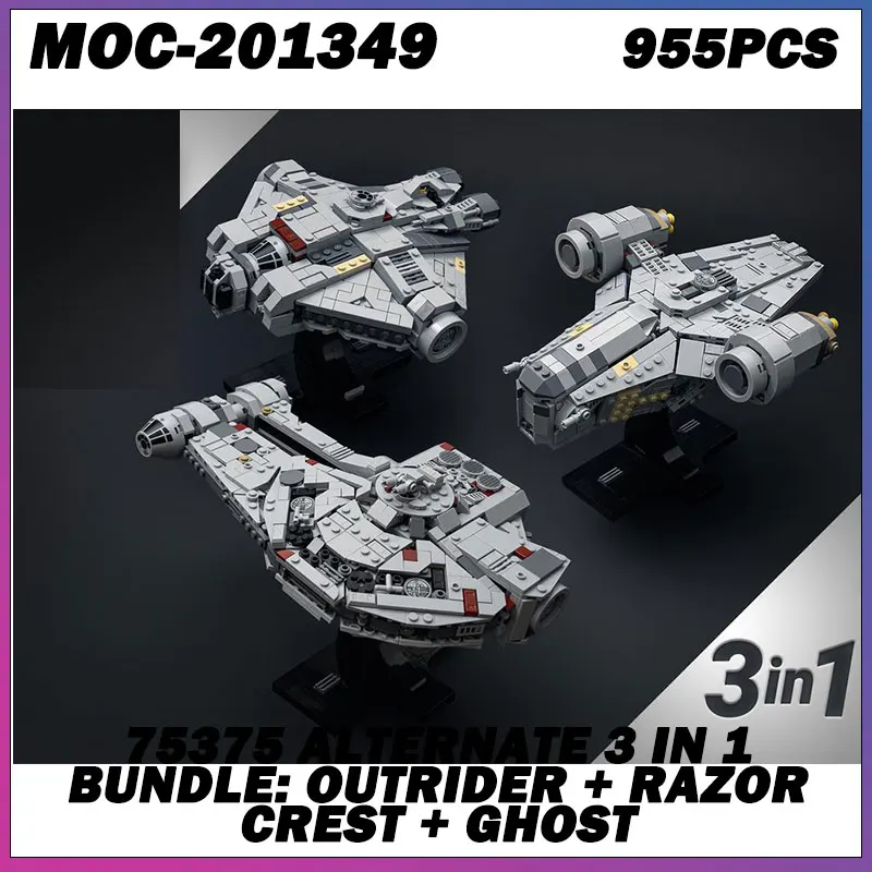 

MOC Building Block Space Wars Series Gray Spaceship Creative Brick Model Education Toy Birthday Adults Gifts MOC-201349 955PCS