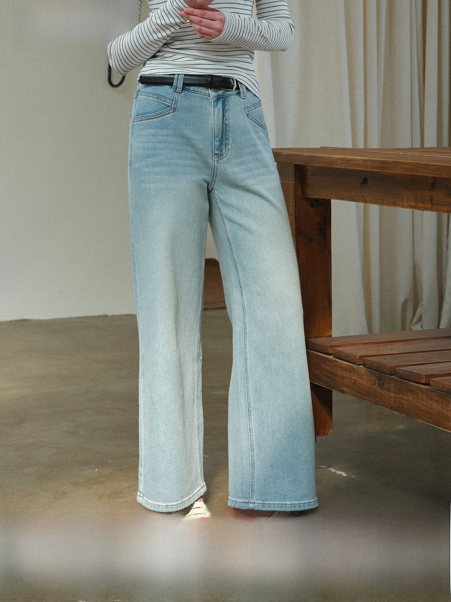 

High Waist Skinny Blue Denim Jeans Women's Spring New Style Drapey Loose Straight Floor-Length Wide Leg Pants