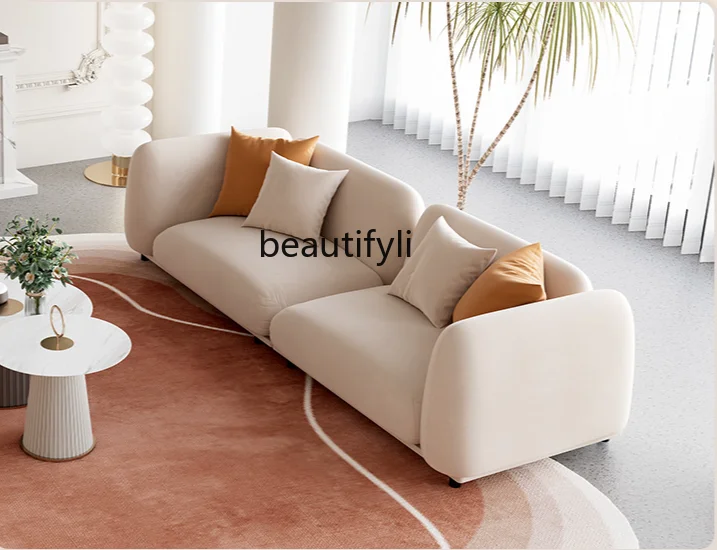 

Modern Entry Lux Style Fabric Sofa Simple Living Room Small Apartment Straight Row Technology Cloth Sofa