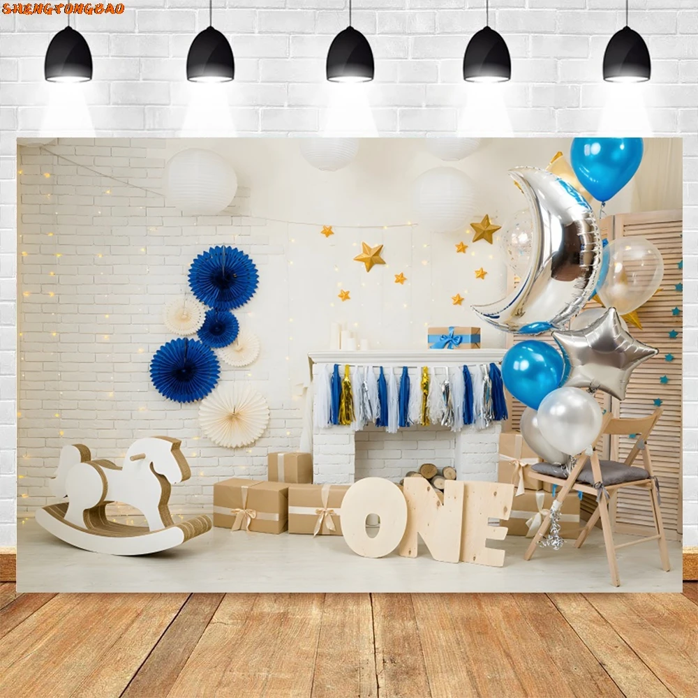 Фон для вечеринки в честь первого дня рождения для фотосъемки, воздушные шары, игрушки для новорожденных, детский душ, интерьерный портрет, фон для фотосессии