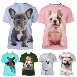 New Fashion French Bulldog 3D Printed T Shirts Men Women Casual Short Sleeves Round Collar Dog Shirts Tops