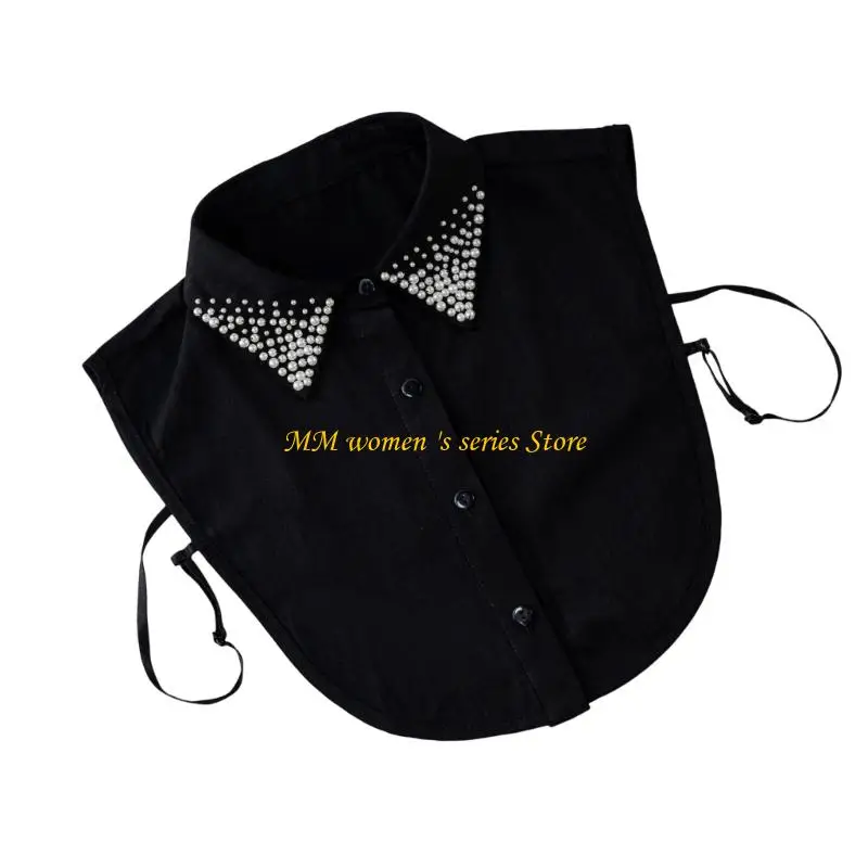 Q39C ديكورات اللؤلؤ طوق صناعي قابل للفصل للنساء ملابس مختلفة #5