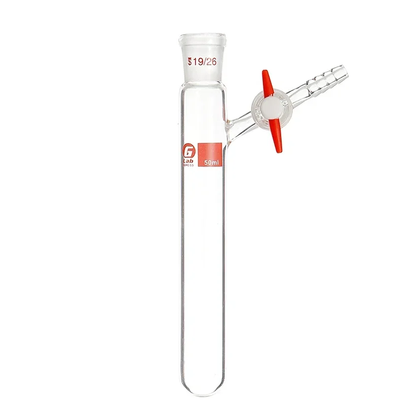 Laboratory Grinding Mouth Transparent Reaction Tube Tetrafluoro-section Door Schlenk Tube Chemistry Supplies 10-250ml