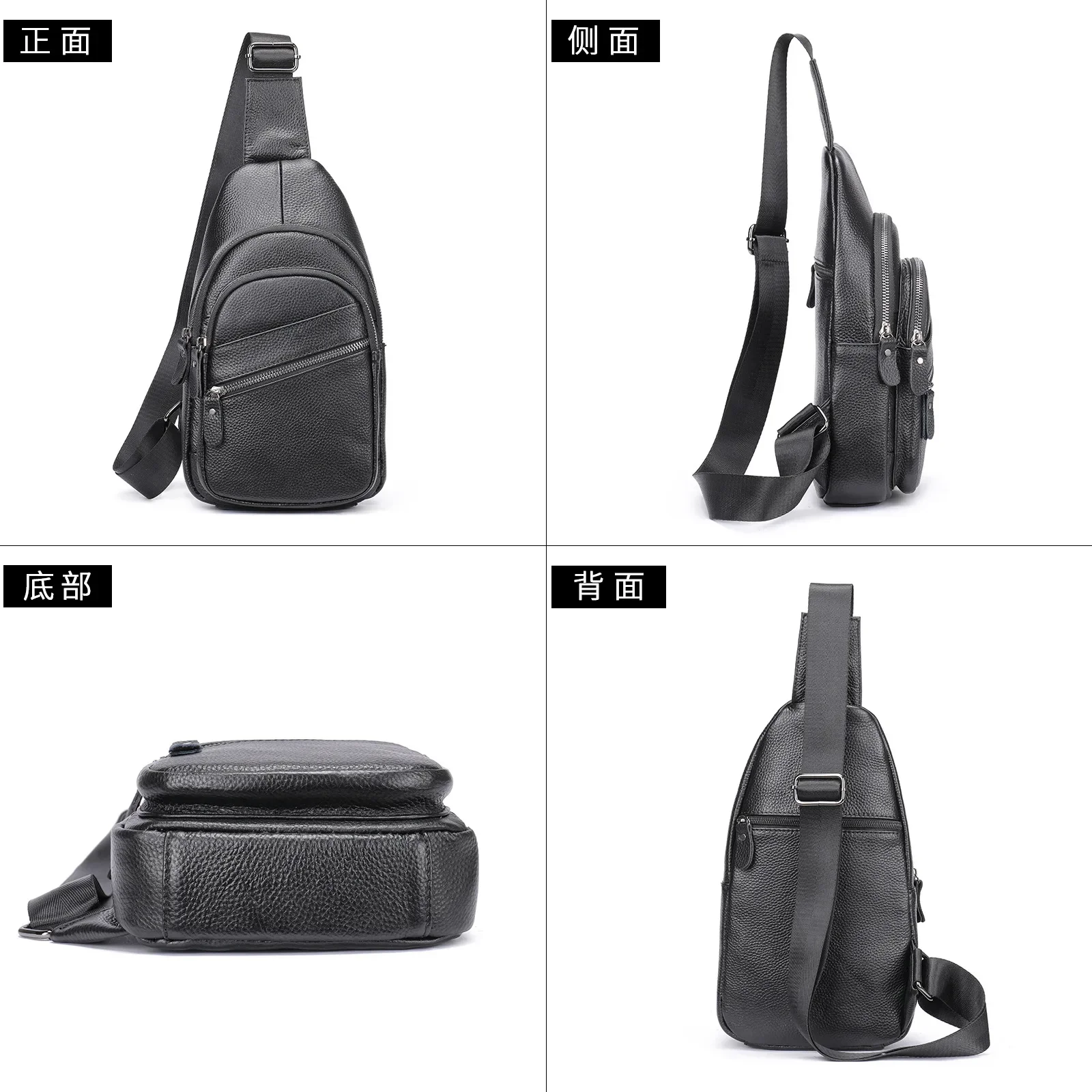 Men bag handbag 100% Cowhide Leather Shoulder Bags Fashion Messenger Bag Crossbody Bags chest bag for men black luxury bag