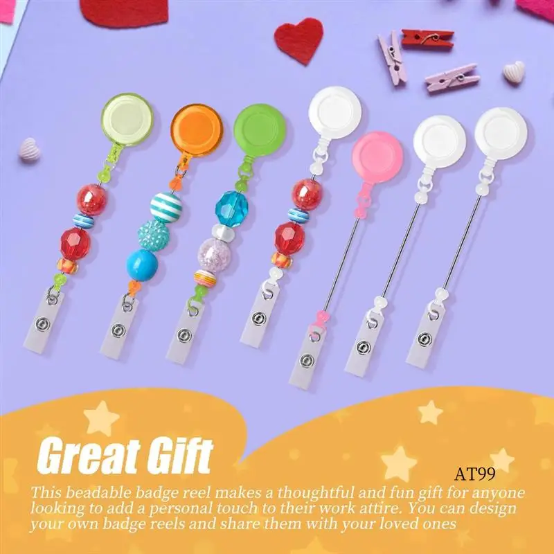 

TA-30Pcs Beadable DIY Badge Holder Set Heavy Duty Retractable Keychain Badge Reel Clips ID Name Badge Clip For Office Worke