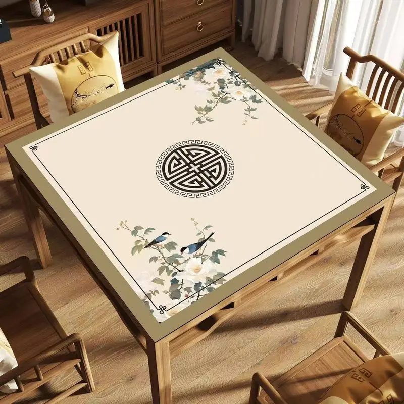 Green Prosperous Auspicious And Mahjong Table Mat Anti-Slip Noise Reduction for Card Game Table Playing Room Home Decor