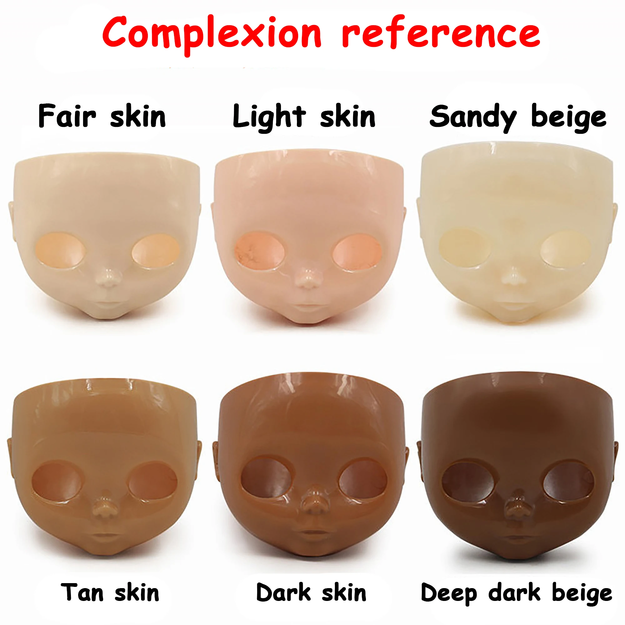 For Blythe Doll Azone Face Plate Glossy Face With Back Head No Scalp Fair Light Tan Dark Skin No Makeup Practice For Beginner