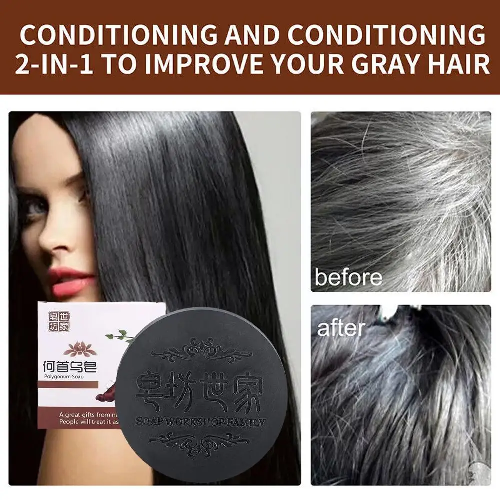 Hair Darkening Shampoo Korea Natural Polygonum Soap Anti White Hair Shampoo Regrowth Solid To Loss Black Restore Bar Nutrit N6T3