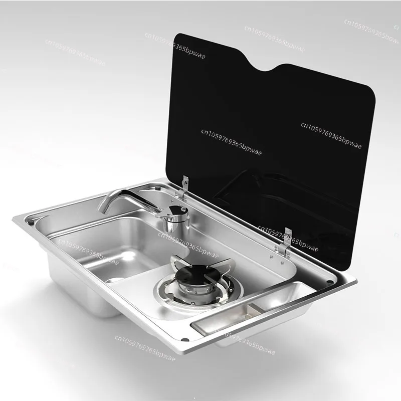 Camper RV Kitchen Combo Accessories Sink Lid Fittings Portable Gas Stove with Protective Cover