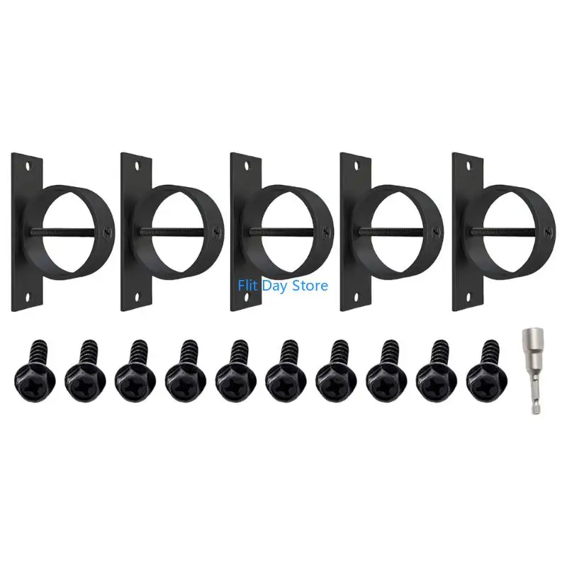 F92C 5Pcs Securing Rope Drop Rings Brackets Cable Clamp with Crosses Bolt for Decorative Rings Type Cable Fence Fixing