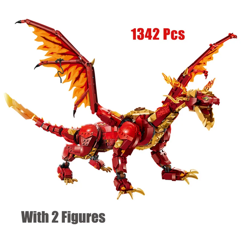 Creative Dragon Mecha Red Source Dragon Building Block Assembly Model Toys for Children Birthday Chrimstmas Gift