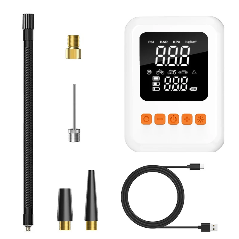 

Cube Digital Tire Inflator, 50L/min Portable Air Compressor with 5 Modes, USB-C Rechargeable, LED Light & Power Bank Function, A