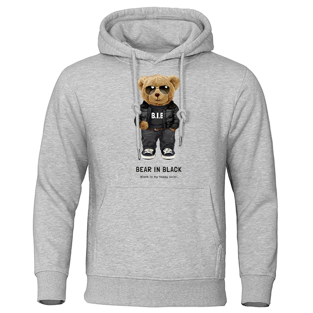 Ted bear In Black That Is My Happy Color Hoodies Men Fashion Style Hoody Loose Fleece Clothing Oversize Pullover Sweatshirt