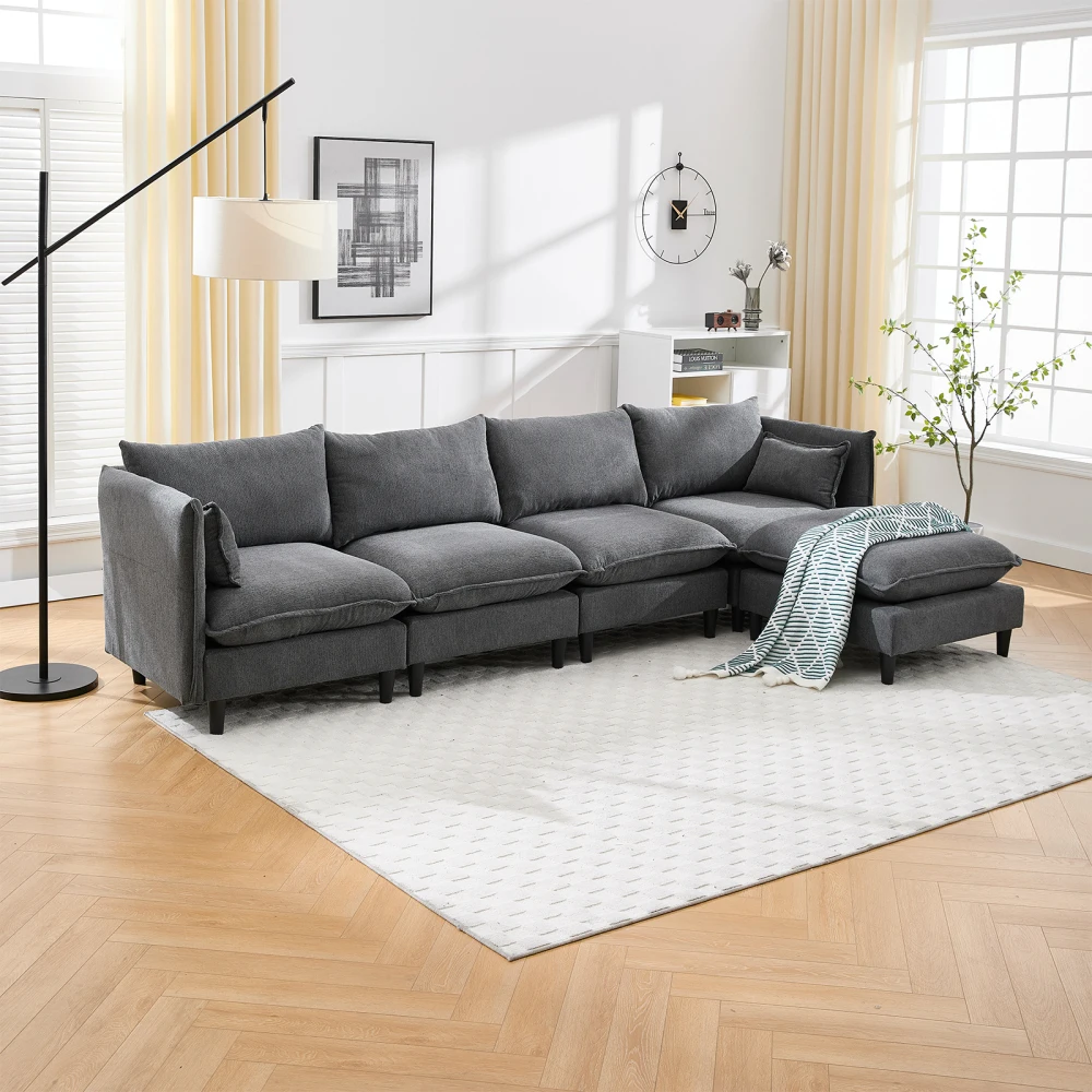 

L Shaped Sofa Couch 4 Seater Modular Sectional Sofa Set Couches Corner Cloud Sectional Couches for Living Room Furniture Sets