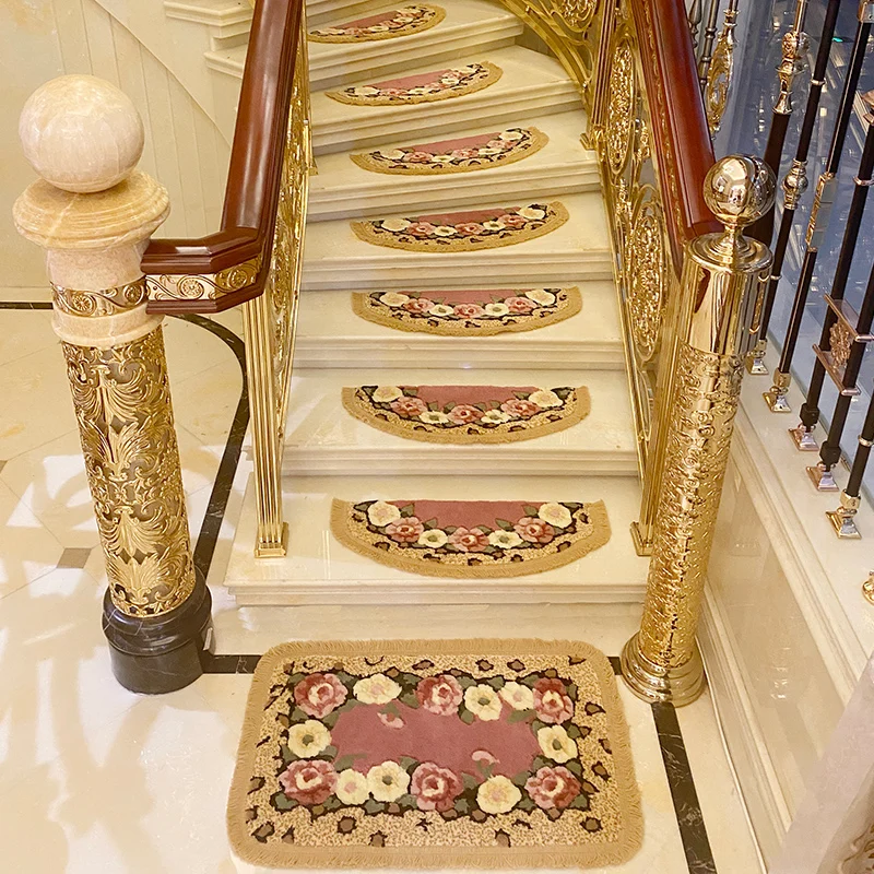 

Самоклеящиеся коврики для лестниц с рисунком роз, без клея, из натурального дерева, противоскользящие, для домашнего использования