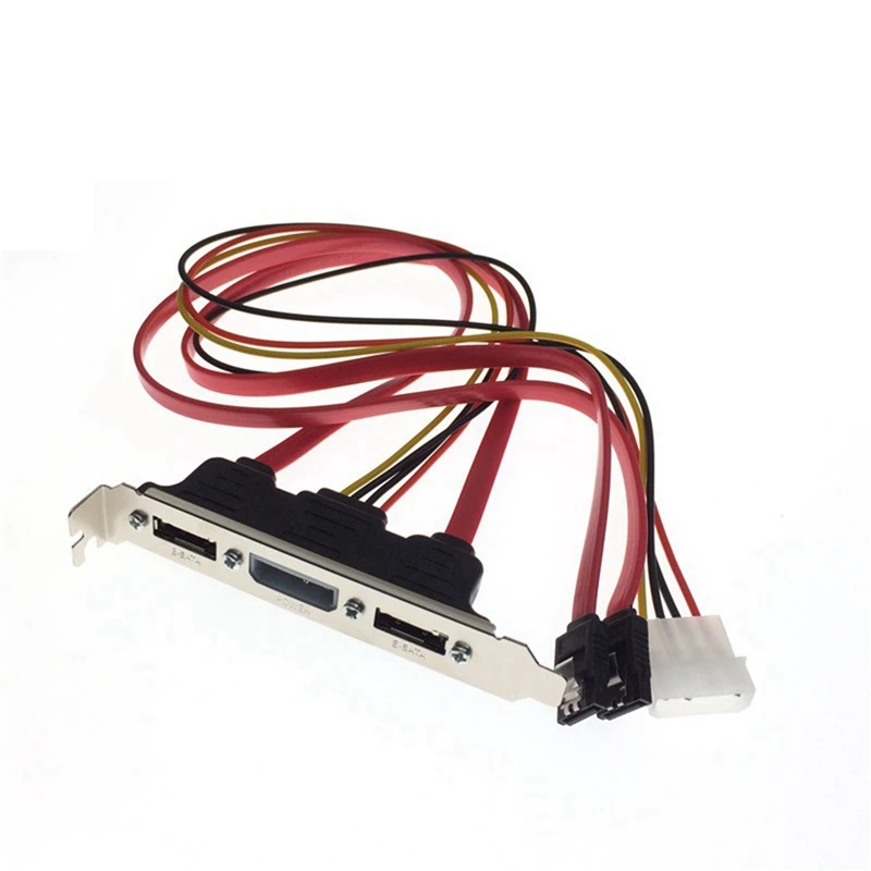 PC DIY SATA to ESATA and 4Pin IDE Molex Power PCI Bracket Slot Cable Full-Height Profile for External Hard Drive