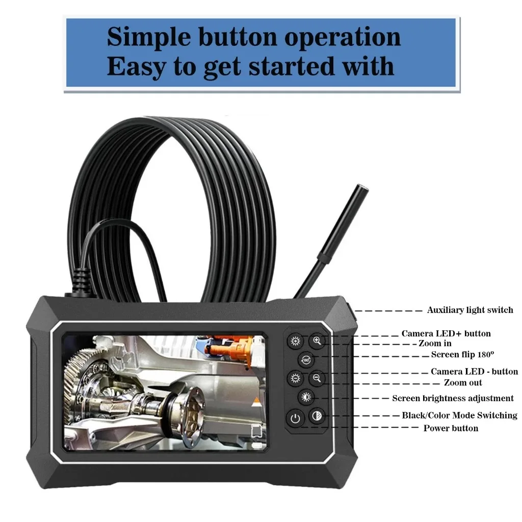 Borescope Inspection Camera with Lights, 1080P Pro HD Scope Camera 4.3 Inch IPS Screen Endoscope, IP67 Waterproof Snake Camera