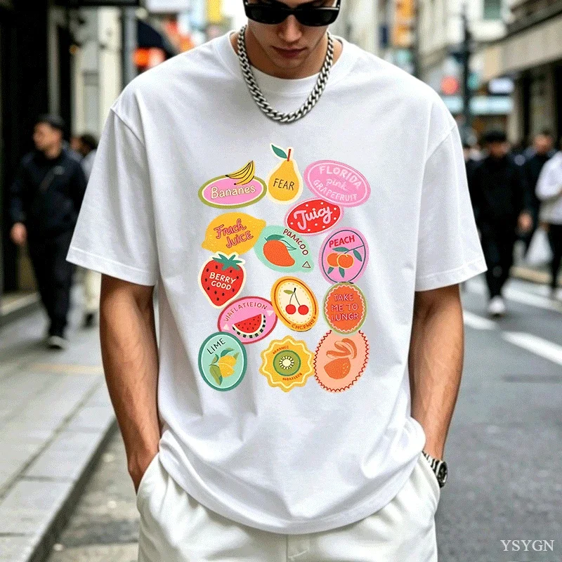 Cute Fruit Strawberry Tshirt Comfortable Summer Cottagecore Berries T-shirt Men Crewneck Short Sleeve T-shirts Streetwear Tops