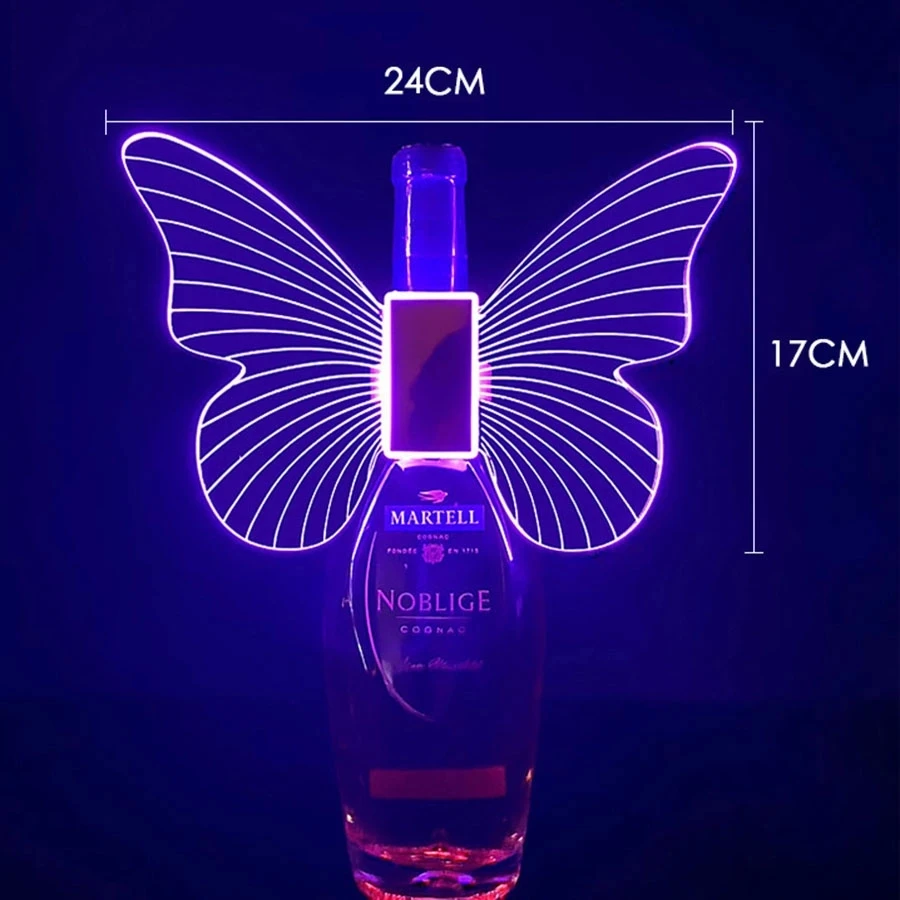 RGB Changeable LED Strobe Baton Wine Bottle Topper Glowing Butterfly Wing Light Party Bar LED Bottle Sparkler LED Flashing Stick