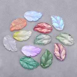 10pcs 28x17mm Leaf Petal Shape Lampwork Glass Loose Pendants Beads for Jewelry Making DIY Handmade Crafts Findings