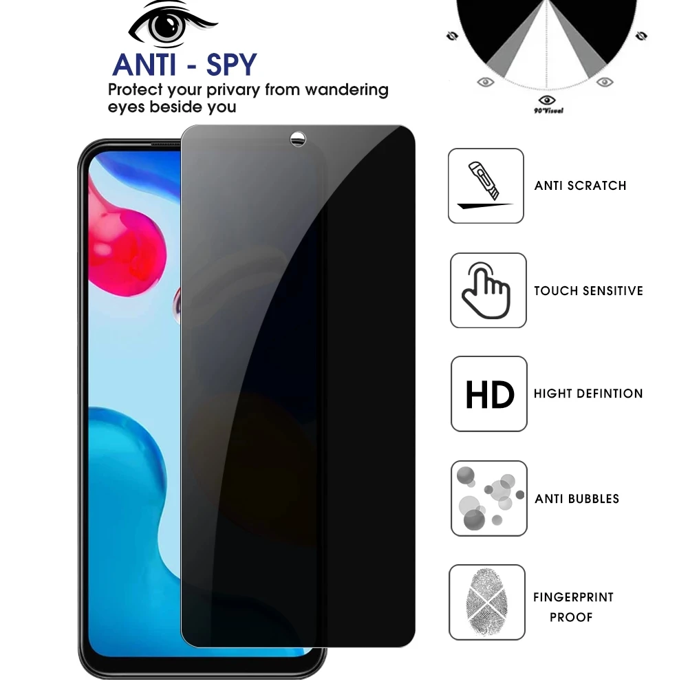 1-3 szt. Ochrony prywatności ekranu dla Xiaomi Redmi Note 10 9 8 7 9s 10s 11S 9T antyszpiegowskie szkło hartowane dla Poco X4 X3 F3 Pro NFC