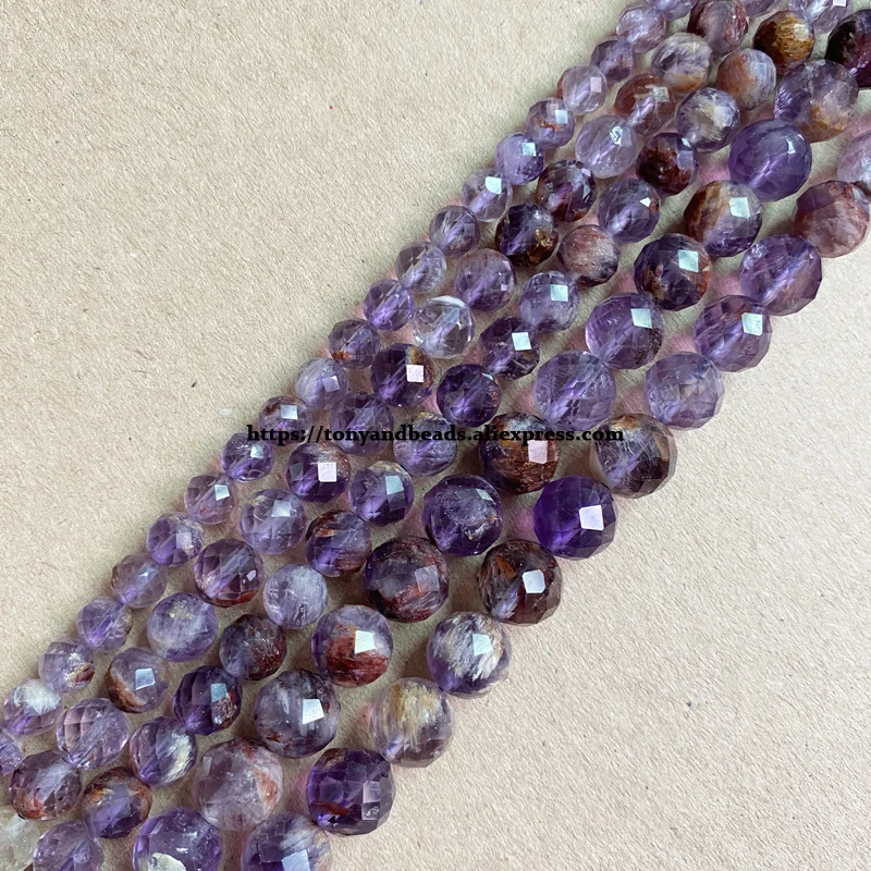 Semi-precious Stone Diamond Cuts Faceted AA Quality Purple Ghost Quartz 7\