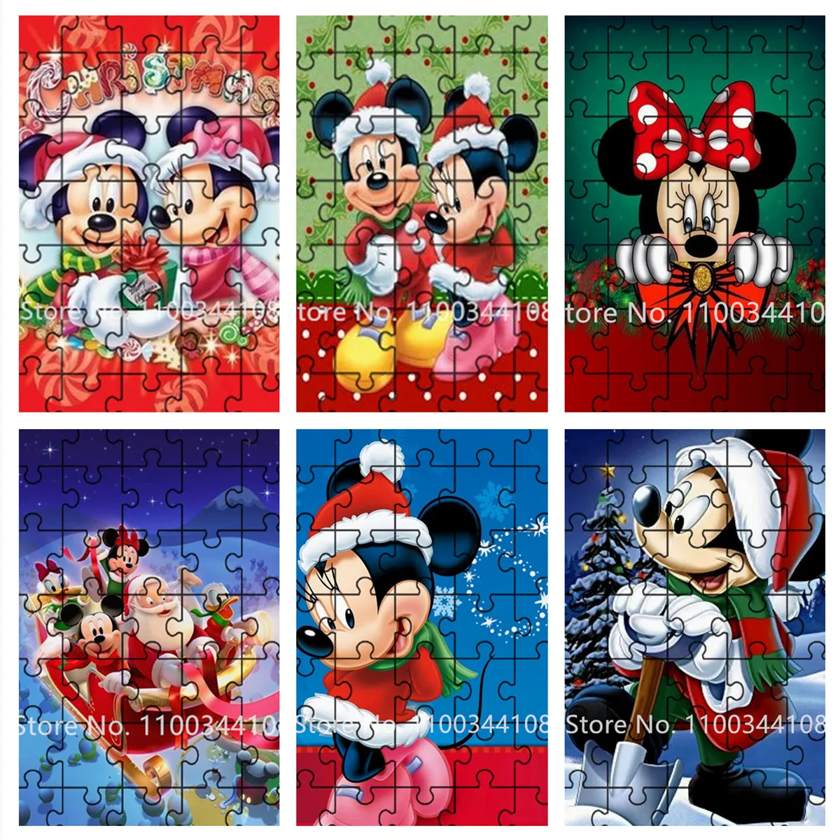 

Disney Christmas Jigsaw Puzzle 35 Pieces Mickey Minnie Cartoon Wooden Puzzle for Kids Educational Toys Diy Christmas Gift