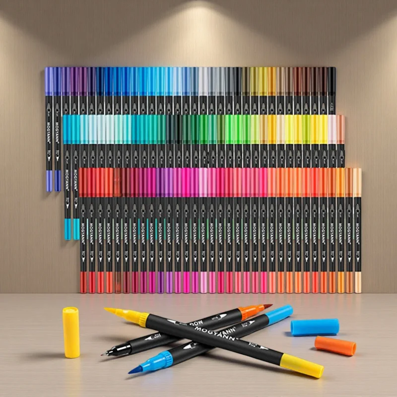 12/24/36/60/70/100/120 Farben Kunst Marker Set Dual Tip Pinsel Stift Headed Künstler Aquarell Marker Für Animation Manga Kinder Geschenk