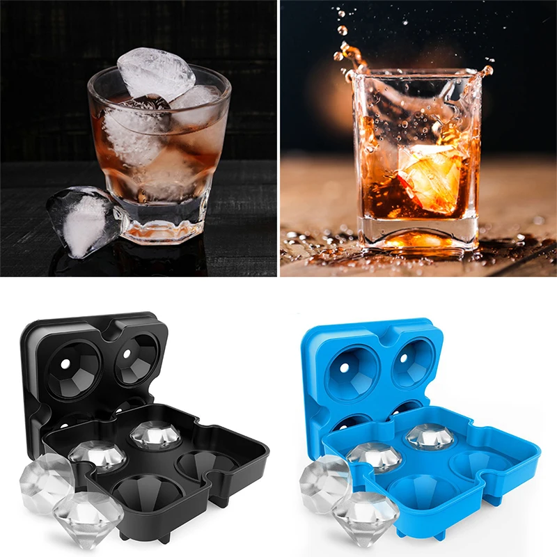 

2024 New Reusable Diamond Ice Cube Mold Silicone Whiskey Ice Cube Tray for Chilling Cocktails Stackable Flexible Safe