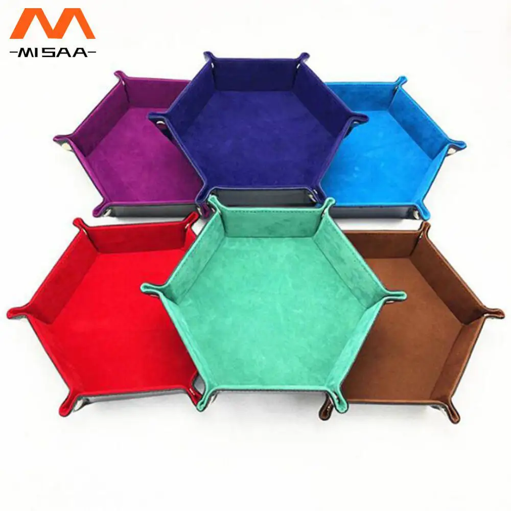 Table Organize Tray Four-corner Folding Pu 93g Home Storage Tools Desktop Storage Box Portable Quiet Flannel Game Table Board