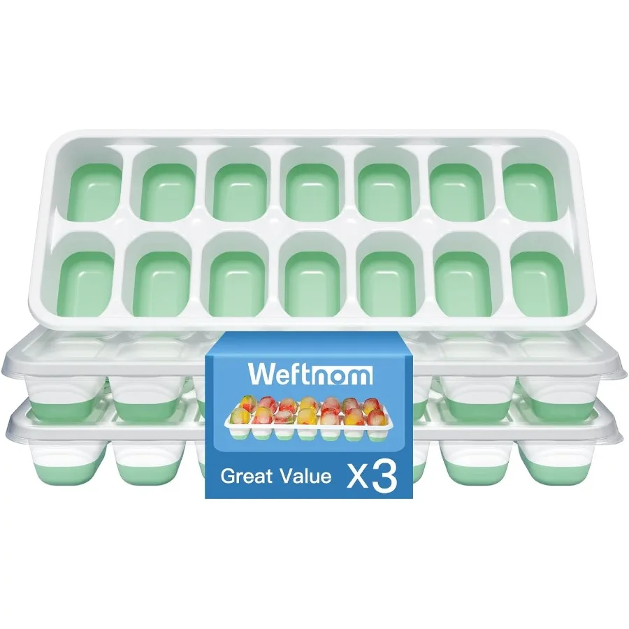 

Ice Cube Tray with Lid 3 Pack Silicone Easy-Release Ice Trays for Fre Stackable Ice Cube Molds for Drinks Cocktails Whiskey Cof