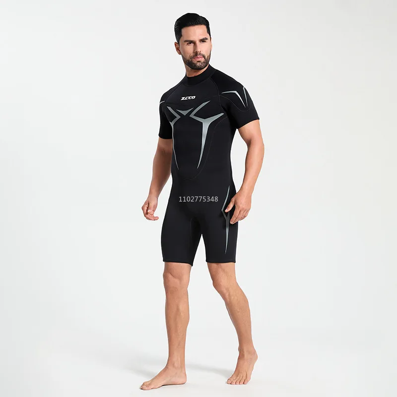 Herren Shorty Neoprenanzug Damen 3 mm Neopren-Tauchanzug mit Reißverschluss hinten Thermo-Badeanzug Tauchen Surfen Schwimmen Kitesurfen Neoprenanzug