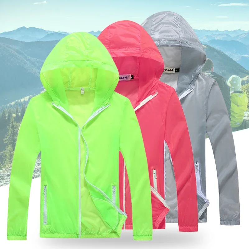 Men Women Childrens Teens Ultrathin Ultralight Transparent Camping Cycling Running Jacket Anti-UV Quick Dry Skin Windbreaker