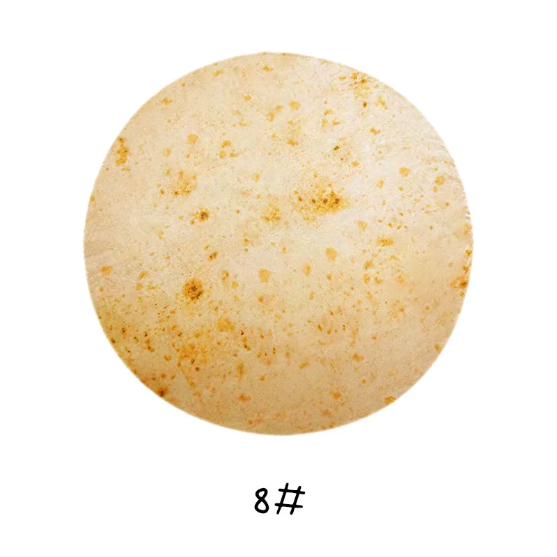Single Sided Printed Flannel Round Burrito Pancake Tortilla Blanket Soft Thin Throw Blanket for Office Nap Air Conditioner Sofa