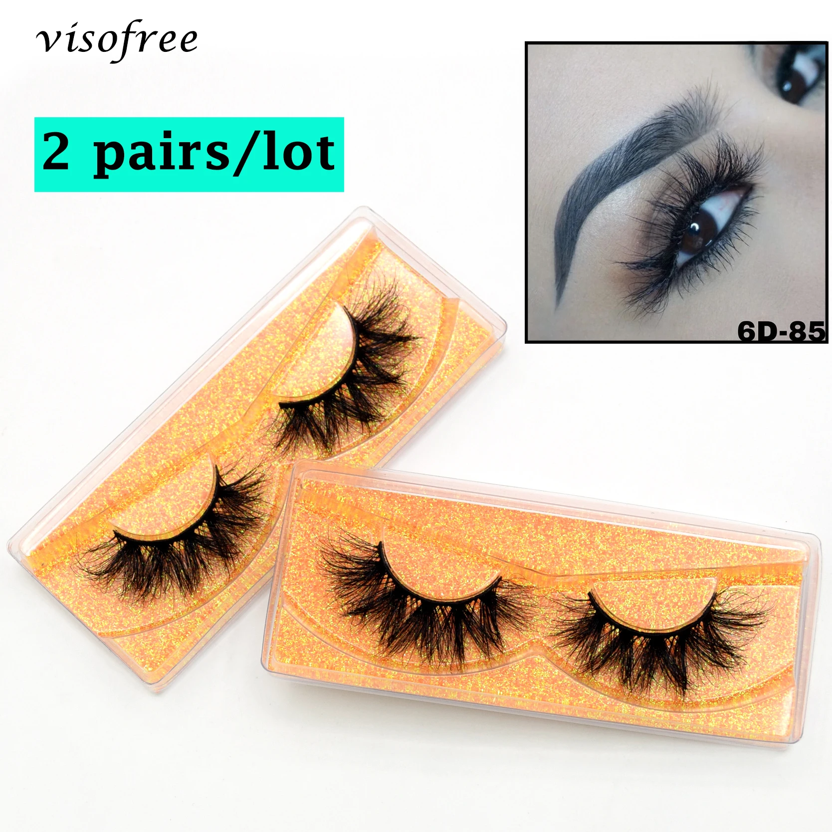 2 Pairs Lashes Visofree Eyelashes 3D Natural False Lashes Fluffy Soft Cross Manga Lashes Wispy Natural Eyelash Extension Makeup