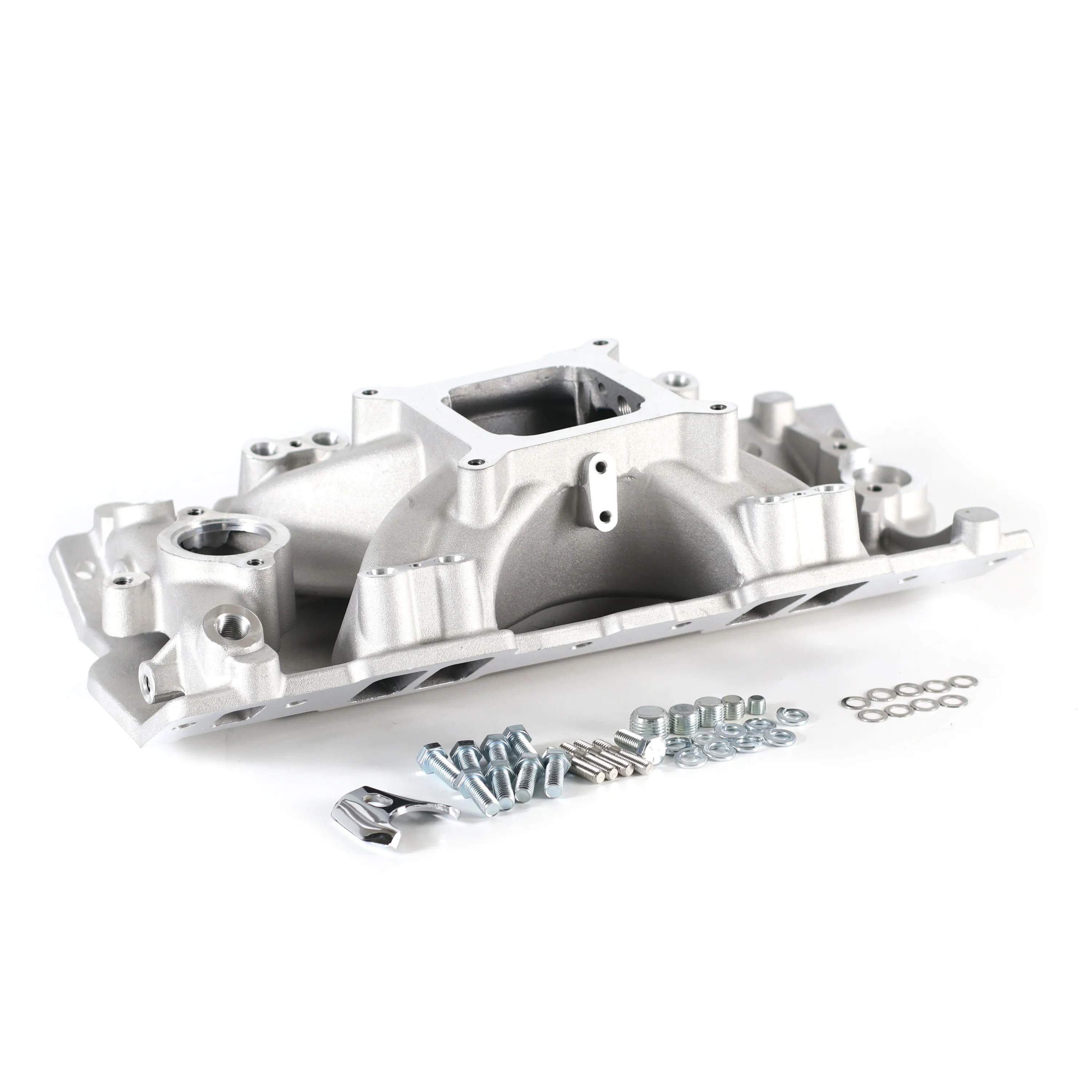 SherryBerg 4 Barrels Throttle Body Intake Manifold EFI SBC 4150 Single Plane Fuel Injection Intake Manifold (Aluminum)  Satin