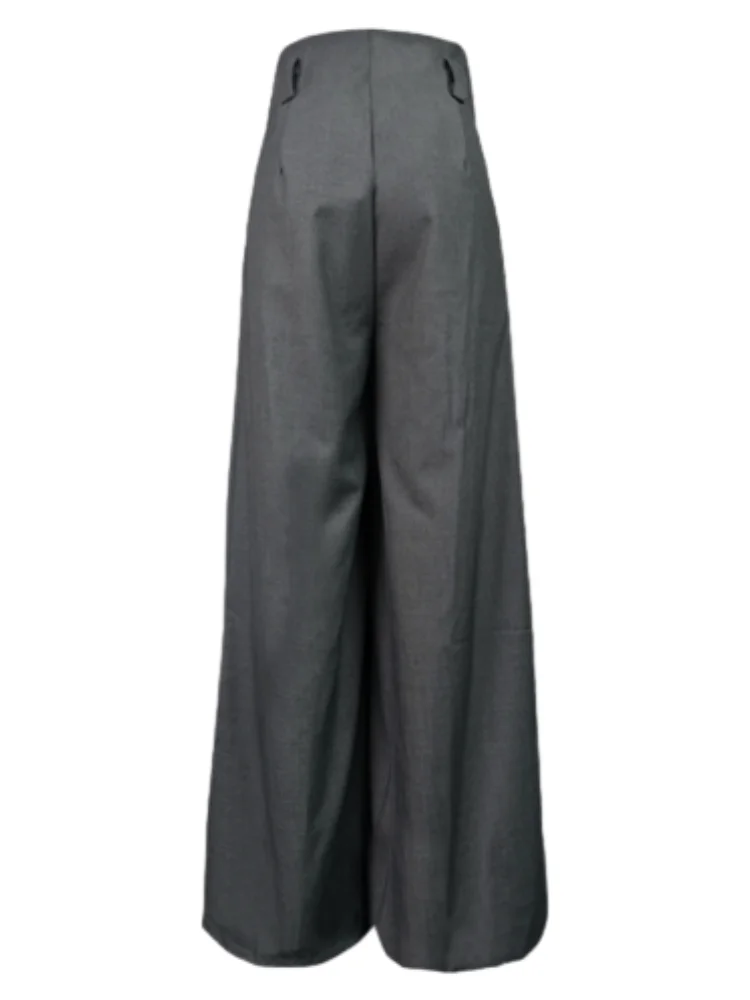 Freeacy 2025 Women\'s Formal Pants High Waisted Wide Leg Floor-length Split Trousers for Office Ladies Daily Commuter Bottoms