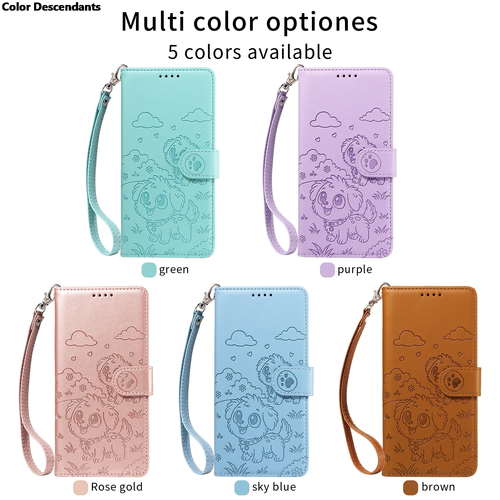 Voor Funda iPhone 17 15 14 13 12 11 16 Pro Max 3D Hond Patroon Telefoonhoesje iPhone 17 Air 16E 15 Plus Gevallen Lederen Portemonnee Flip Cover