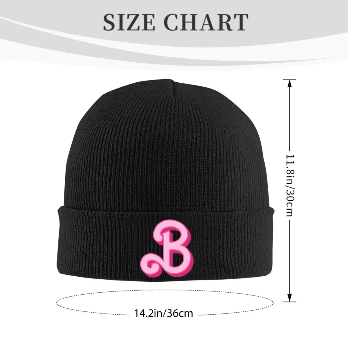 Barbie Initial B Bonnet Hats Knitted Hat Female Male Vintage Head Wrap Beanie Hats Autumn Winter Gym Graphic Cap