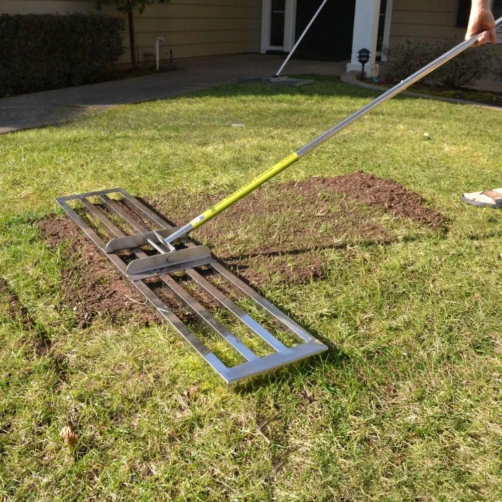 304 stainless steel lawn rake, suitable for courtyard lawn finishing and fertilization, lawn leveler leveling rake