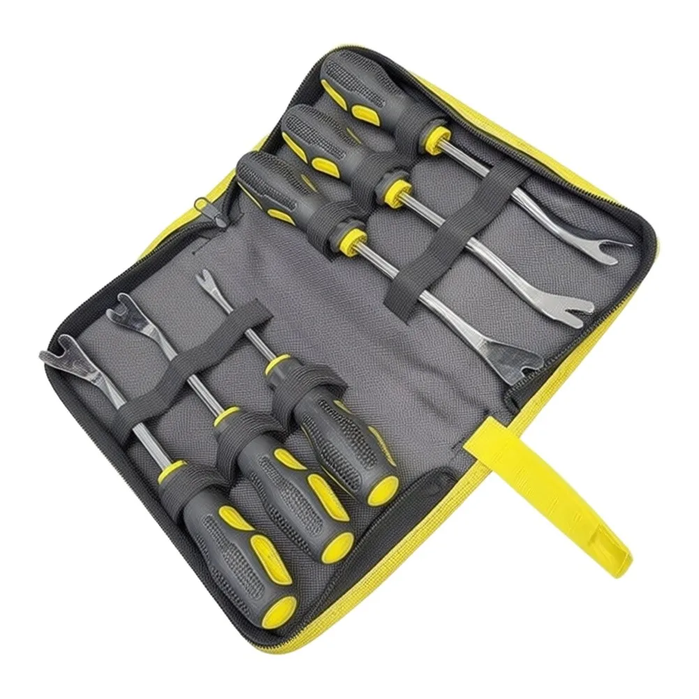 Car Trim Clip Remover Kit for V and U Shape Plastic Fasteners 6-Piece Set with Hanging Loop for Dashboard and Door Panel Use