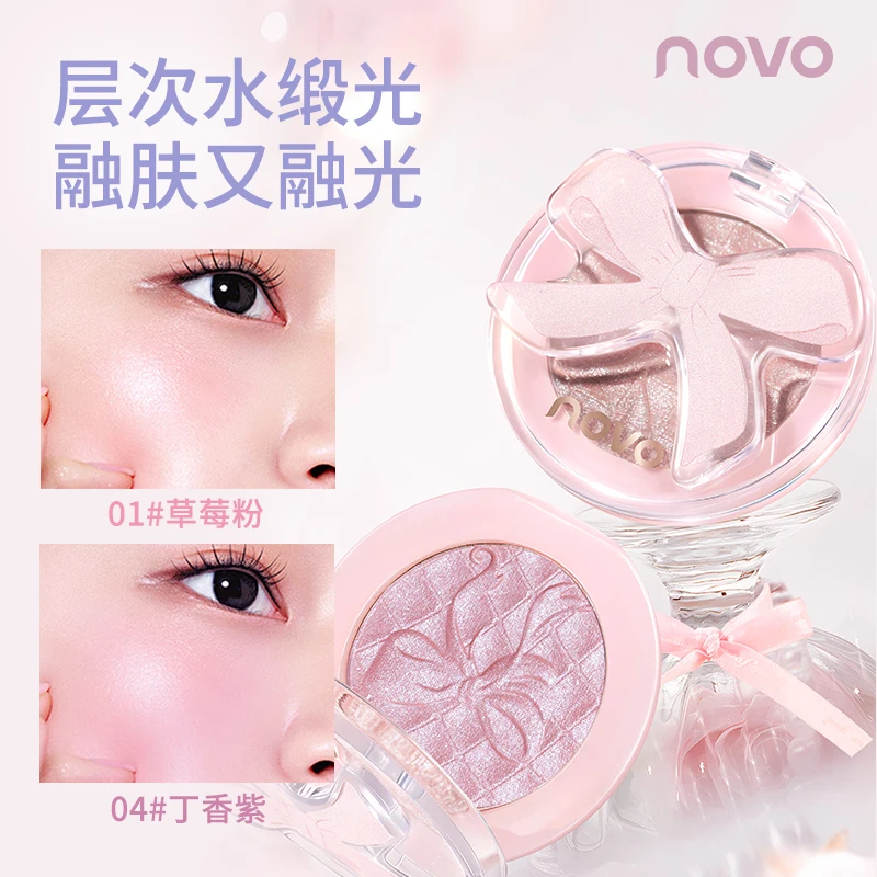 

Cute Pink Bow-knot Monochrome Blush Soft Satin Shimmer Face Blush Powder Long Lasting Natural Glow Cheek Tint Makeup Cosmetics