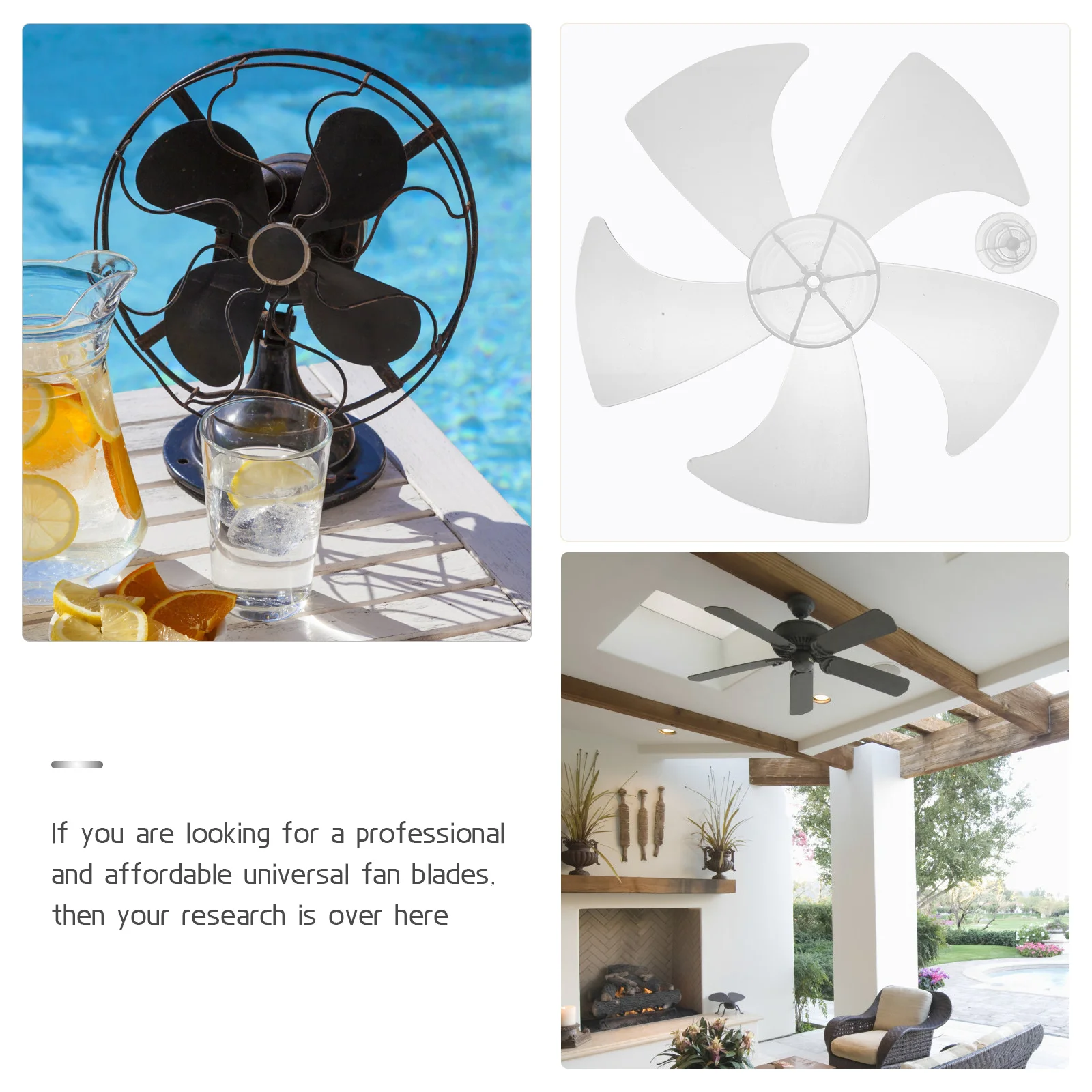 

37Cm Plastic Fan Blades 5-Leaf Replacement For Standing Pedestal Floor Table Fan Round Bore Repair Part Accessory Lighting